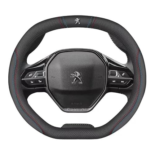 Auto Lenkradbezug für Peugeot 3008 2016-2023, Lenkradhülle Lenkradabdeckung Anti-Rutsch-Leder Steering Lenkradschoner Autozubehör Innenraum,DD von WOBBLO