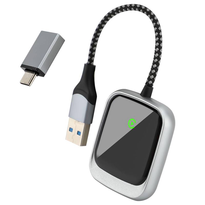 WODHMIEY Wireless Auto-Adapter, Androids Auto und Carplay Adapter, 2 in 1, Plug and Play Design, automatisches Wiederverbinden, Stabile Verbindung, Geeignet Für Über 800 Fahrzeugmodelle(A19) von WODHMIEY