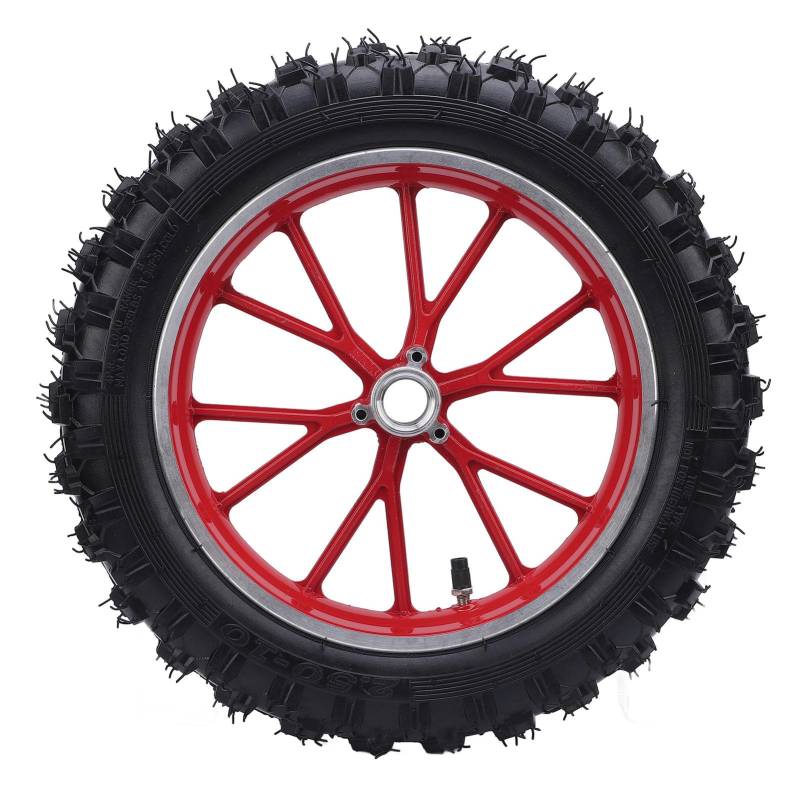 WOHPNLE Vorderradreifen mit Schlauchnabe, verschleißfester 10-Zoll-Radnabenreifen aus Gummi für 49 kleine Offroad-Motorräder (Red) von WOHPNLE