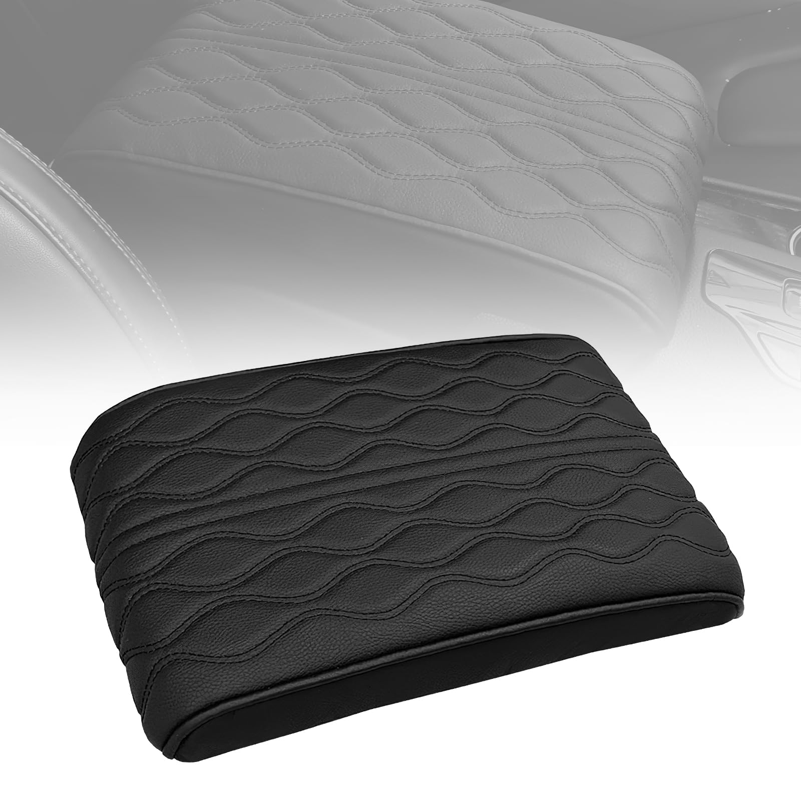 Leather Car Armrest Box Pad, Armlehnenbox aus Gedächtnisschaum für Fahrzeuge, Universal Auto Armlehnen Auflage, Wasserdichte Mittelkonsole Abdeckung für die Meisten Fahrzeuge, SUV, LKW, Autos von WOKICOR