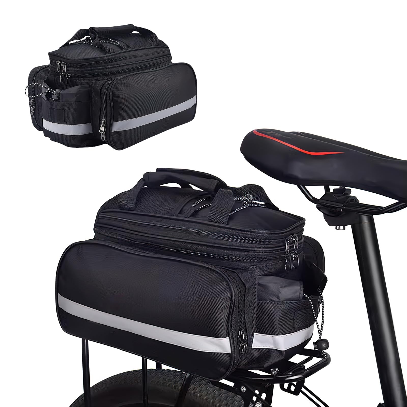 WOKICOR Fahrradtasche Fahrradkorb Hinten,Fahrradtaschen für Gepäckträger Mountainbike,10-27L Gepäckträgertasche Wasserdicht,Rücksitztasche mit Regenschutz Reflektierend,Fahrradzubehör Fahrrad Tasche von WOKICOR