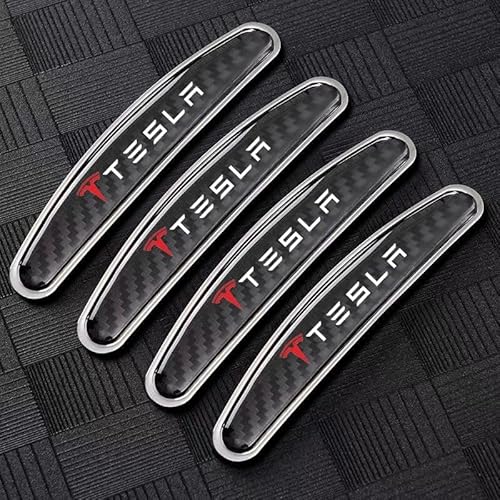 4Pcs Autotür-Antikollisionsaufkleber für Tesla Model 3 Model S Model X Model Y, Karosserie-Kantenschutzverkleidung Kratzfestes Antikollisionszubehör,A Black von WOLEN