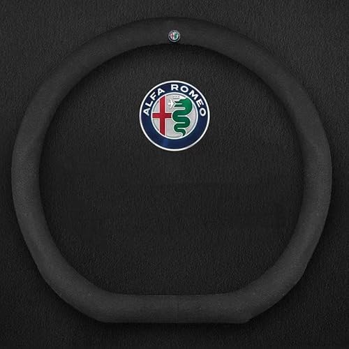 Auto Lenkradbezug für Alfa Romeo Giulia 2016-2022 2023, Leder Auto Lenkradabdeckung RutschfestAtmungsaktive Lenkradabdeckung,Black1 von WOLEN