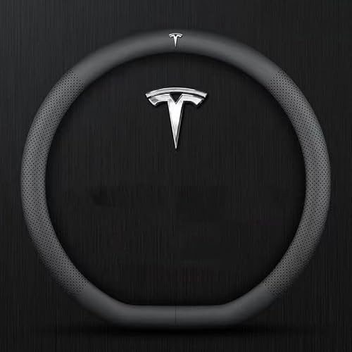 Auto Lenkradbezug für Tesla Model 3 Model S Model X Model Y, Leder Auto Lenkradabdeckung RutschfestAtmungsaktive Lenkradabdeckung,A A von WOLEN