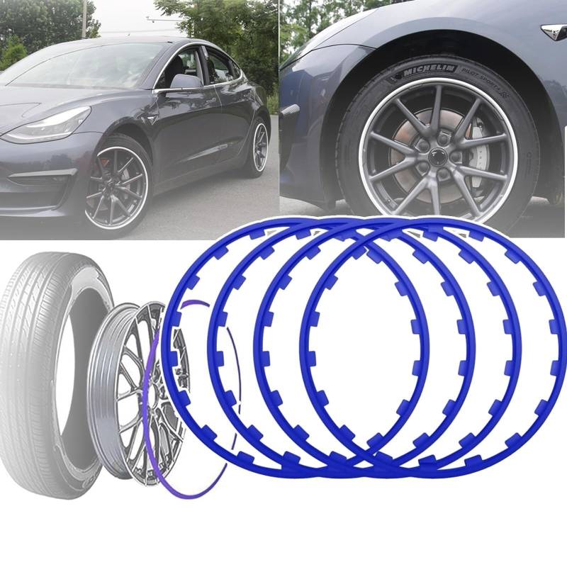 16-21 Zoll Universal-Radschutz, Alu-Felgenschutz, Runder Kanten-Dekorationsschutzring, Radschutz, Gute Elastizität, Geeignet for Viele Autos(Blue,16in) von WOLWES