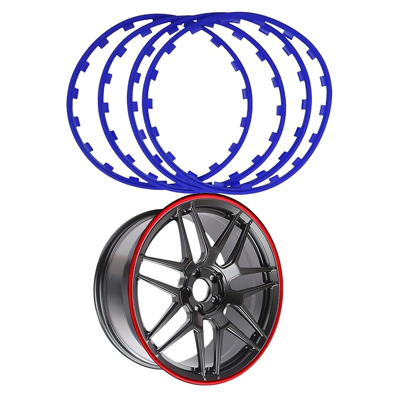 Radschutz, Felgenschutzring, Kfz-Felgenschutz, Universelles 16-21-Zoll-Reifenschutzdekor, 4 Stück Alu-Felgenschutz(Blue,16in) von WOLWES