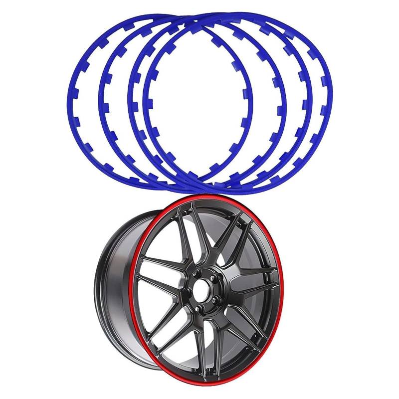 Radschutz, Felgenschutzring, Kfz-Felgenschutz, Universelles 16-21-Zoll-Reifenschutzdekor, 4 Stück Alu-Felgenschutz(Blue,16in) von WOLWES