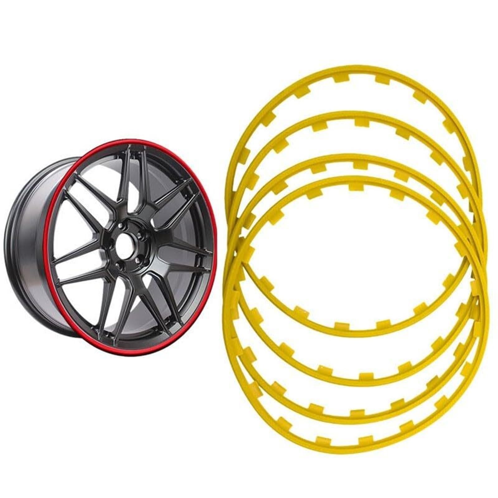 Radschutz, Radfelgen-Nabenschutz, Auto-Radnaben-Felgenkantenschutz, Ring-Reifenschutz, 4er-Set Felgenschutz, Alu-Radschutz(Yellow,17in) von WOLWES