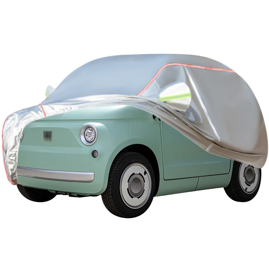 WOLWES Autoabdeckung Geeignet Für FIAT Topolino,Schneesicher,wasserdichte,Wind-,Regen- Und UV-beständige Autoabdeckung Aus Oxford-Gewebe,Mit Seitentür-Reißverschluss (Color : White) von WOLWES