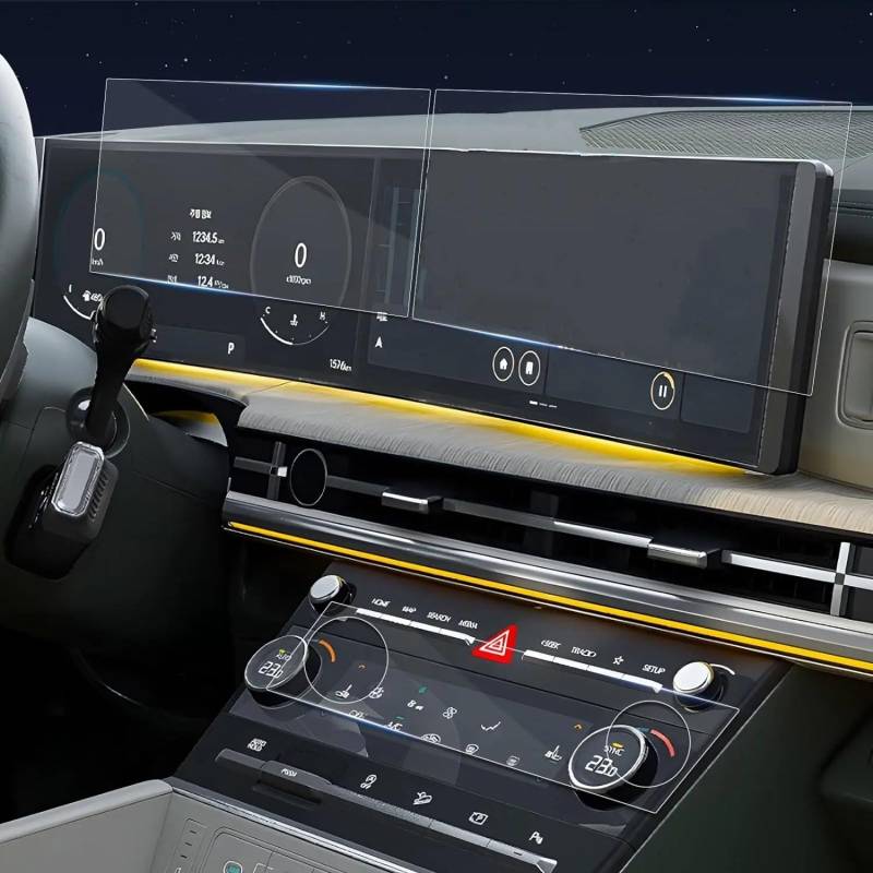 WOLWES Kompatibel Mit Hyundai Für Santa Fe 2024 Auto-Displayschutzfolie PET-Displayschutzfolie LCD-Auto-GPS-Armaturenbrett-Displayschutzfolie Innenzubehör von WOLWES