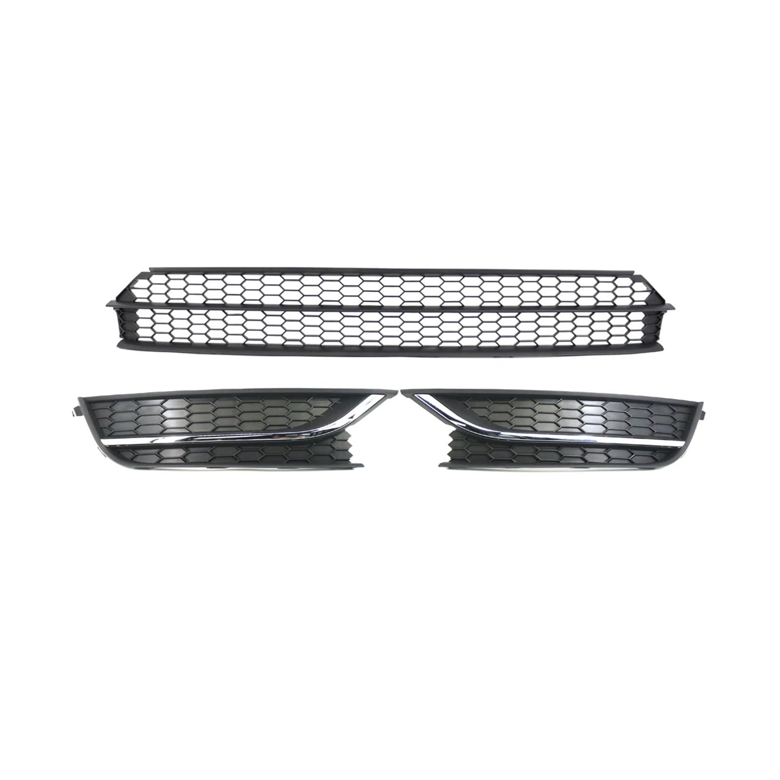 1 Paar Auto-Frontstoßstange, Nebelscheinwerfer, Lüftungsgitter, Grill-Abdeckung, kompatibel for VW Passat 2012 2013 2014 2015, ABS, Schwarz, 561853667(3 PCS Chrome Black) von WONOWDQF