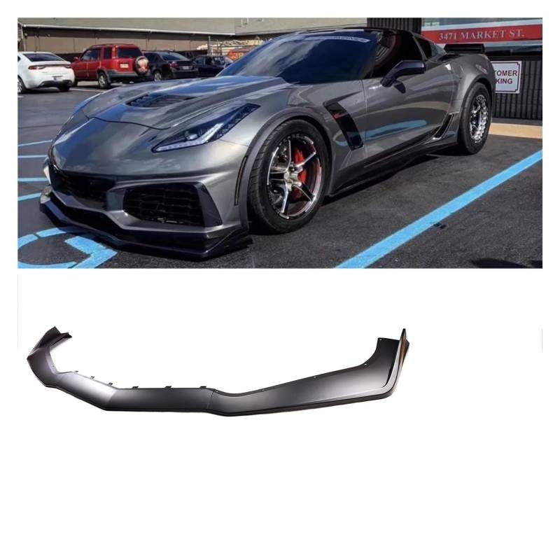 3PCS Auto Vordere Stoßstange Lippe Kompatibel for Chevrolet Corvette C7 2014-2019 Ändern Stoßstange ZR1 Stil Spoiler Splitter Body Kit Glänzend Schwarz(Carbon Fiber Style) von WONOWDQF