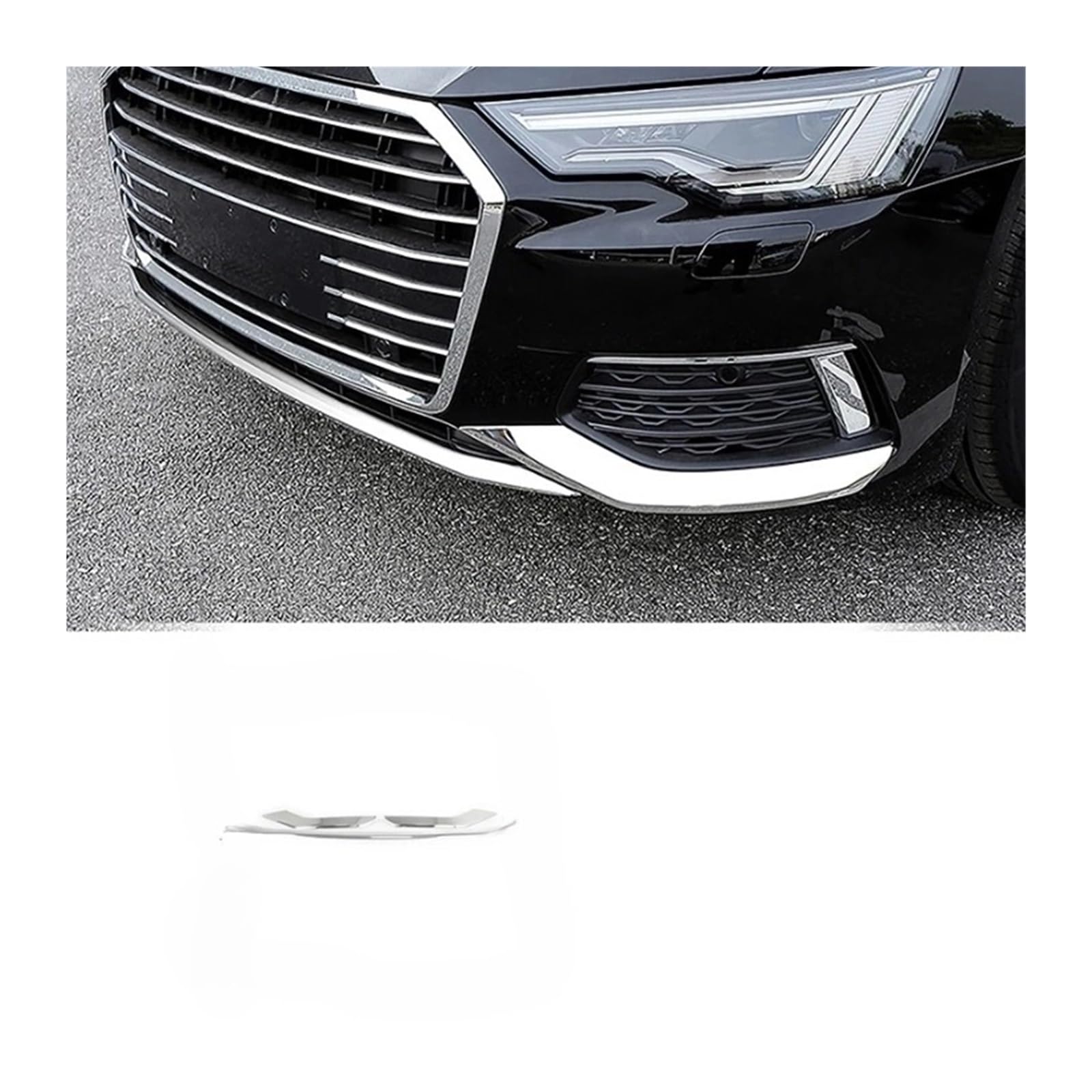 Auto Front Stoßstange Lip Spoiler Splitter Dekoration Trim Aufkleber Streifen Kompatibel for Audi A6 C8 2019-2022 Edelstahl außen Zubehör von WONOWDQF