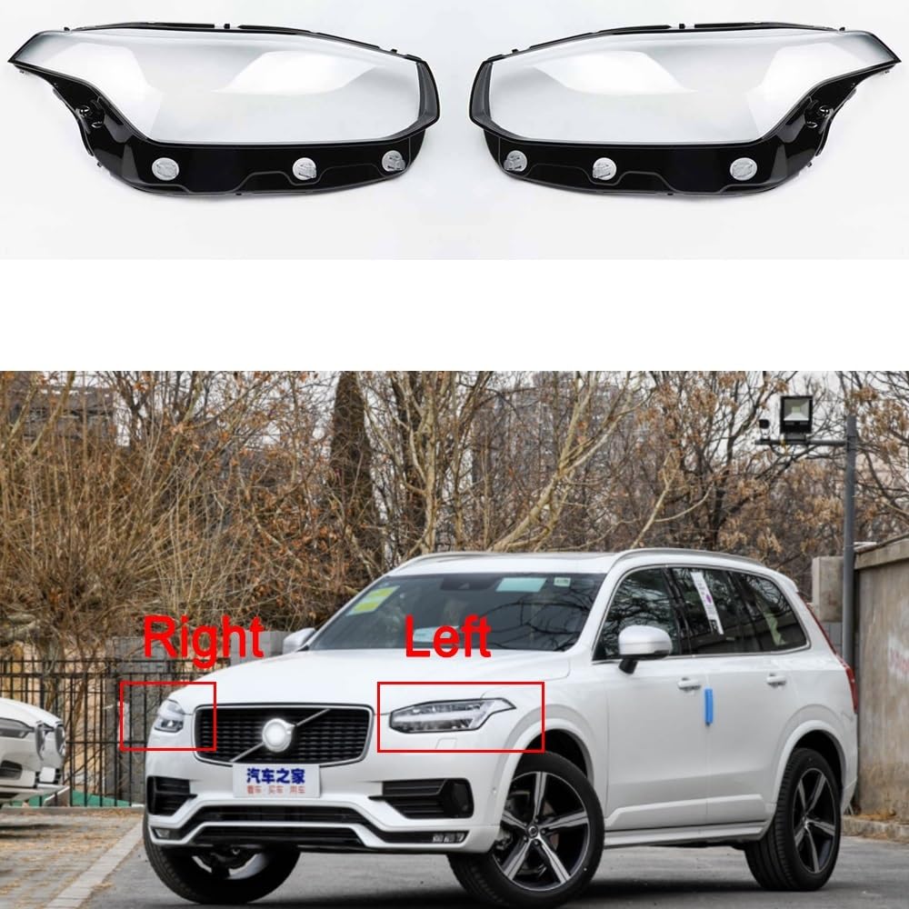 Auto-Frontscheinwerfer-Glasabdeckung, kompatibel mit Volvo XC90 2015 2016 2017 2018 2019, klare Scheinwerferschale, Plexiglaslinse, Lampenschirm ersetzen(Left) von WONOWDQF