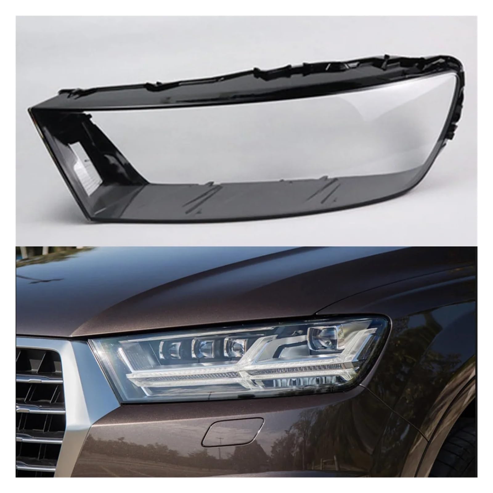 Auto-Frontscheinwerfer-Objektivabdeckung, Lampenschirm aus Glas, Lampenabdeckung, Scheinwerferschale, transparentes Lampengehäuse, kompatibel mit Audi Q7 2016–2019(Left) von WONOWDQF