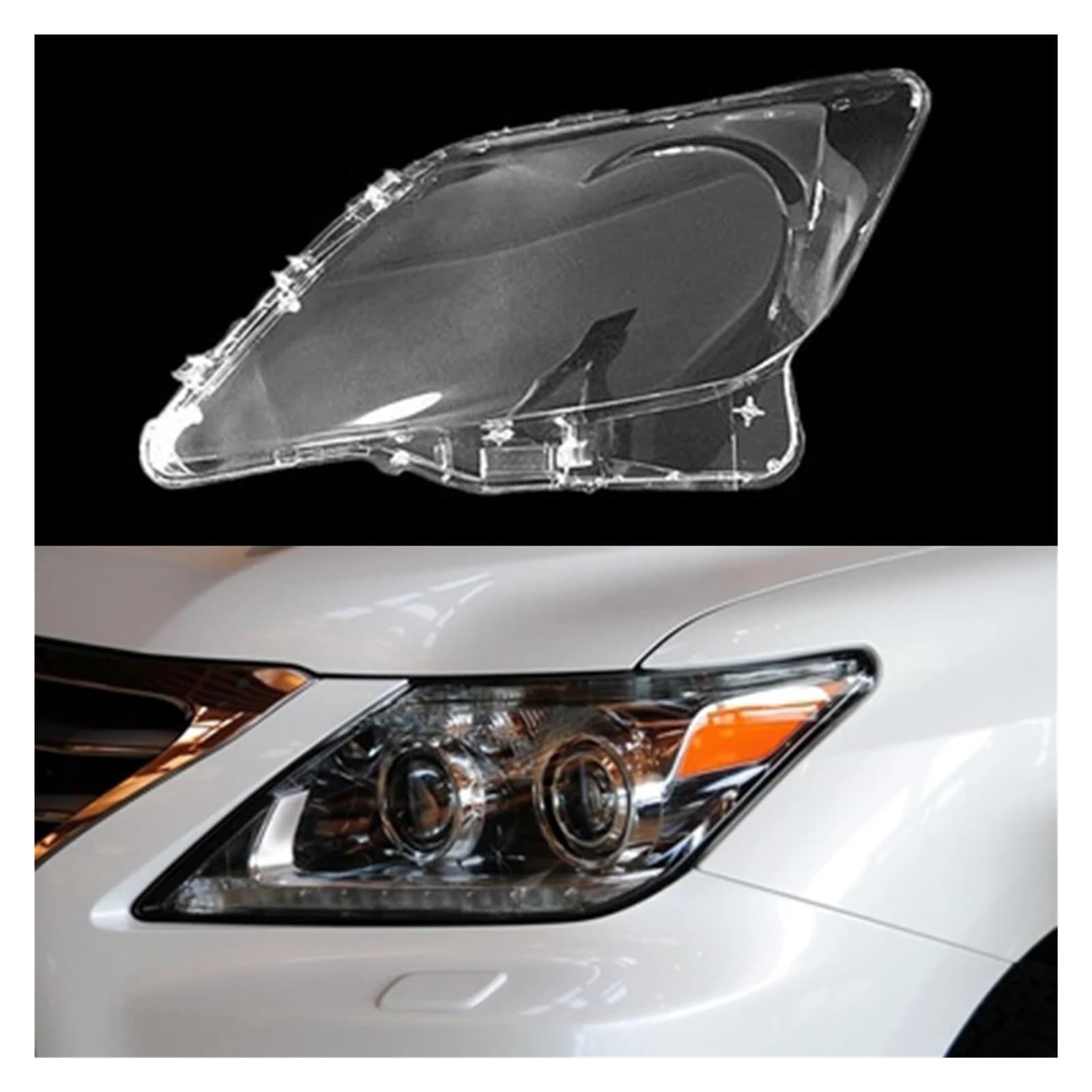 Auto-Frontscheinwerferglas, Scheinwerfer, transparenter Lampenschirm, Lampenschale, Scheinwerferabdeckung, Linse, kompatibel mit Lexus LX570 2012 2013 2014 2015(Left) von WONOWDQF