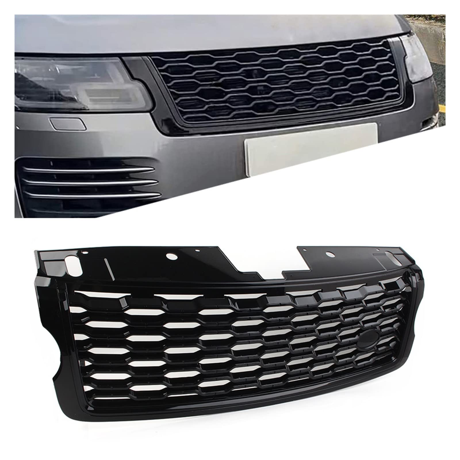 Auto-Frontstoßstange, oberer Mesh-Grill, Facelift, kompatibel mit Land Rover Range Rover Vogue L405 2013 2014 2015 2016 2017, Autozubehör(Black) von WONOWDQF