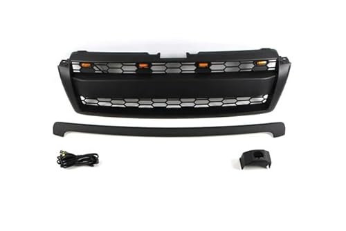 Auto Kühlergrill Kompatibel for Toyota Land Crusier Prado Fj150 2010-2013 Front Stoßstange Oberen Grille Mit LED Bernstein Lichter Grille ABS(Black with LED) von WONOWDQF