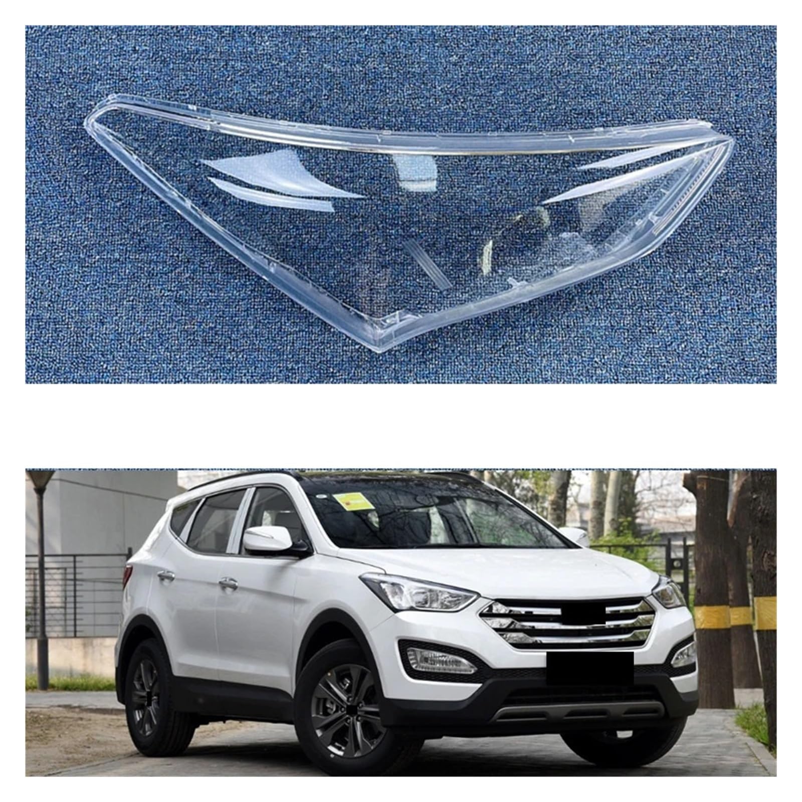 Auto-Lichtkappen, kompatibel for Hyundai Santa Fe IX45 (Übersee-Version) 2013–2017, Auto-Scheinwerferabdeckung, Lampenschirm, Lampengehäuse, Glaslinsenschale(Left and Right) von WONOWDQF