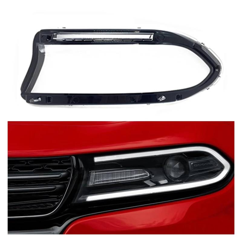 Auto-Scheinwerfergehäuse, kompatibel mit Dodge Charger 2015 2016 2017 2018 2019, Lampenschirm, transparente Masken, Lampenschirm aus Glas, Scheinwerfer-Objektivabdeckung(Left) von WONOWDQF