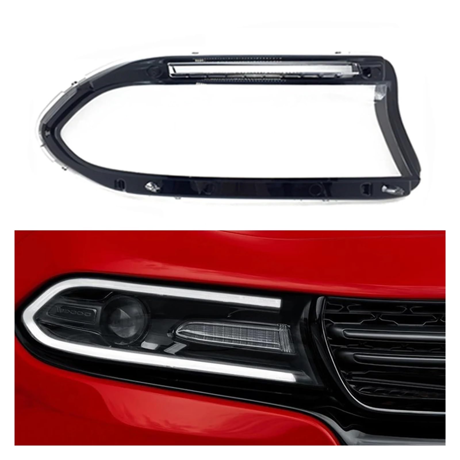 Auto-Scheinwerfergehäuse, kompatibel mit Dodge Charger 2015 2016 2017 2018 2019, Lampenschirm, transparente Masken, Lampenschirm aus Glas, Scheinwerfer-Objektivabdeckung(Right) von WONOWDQF