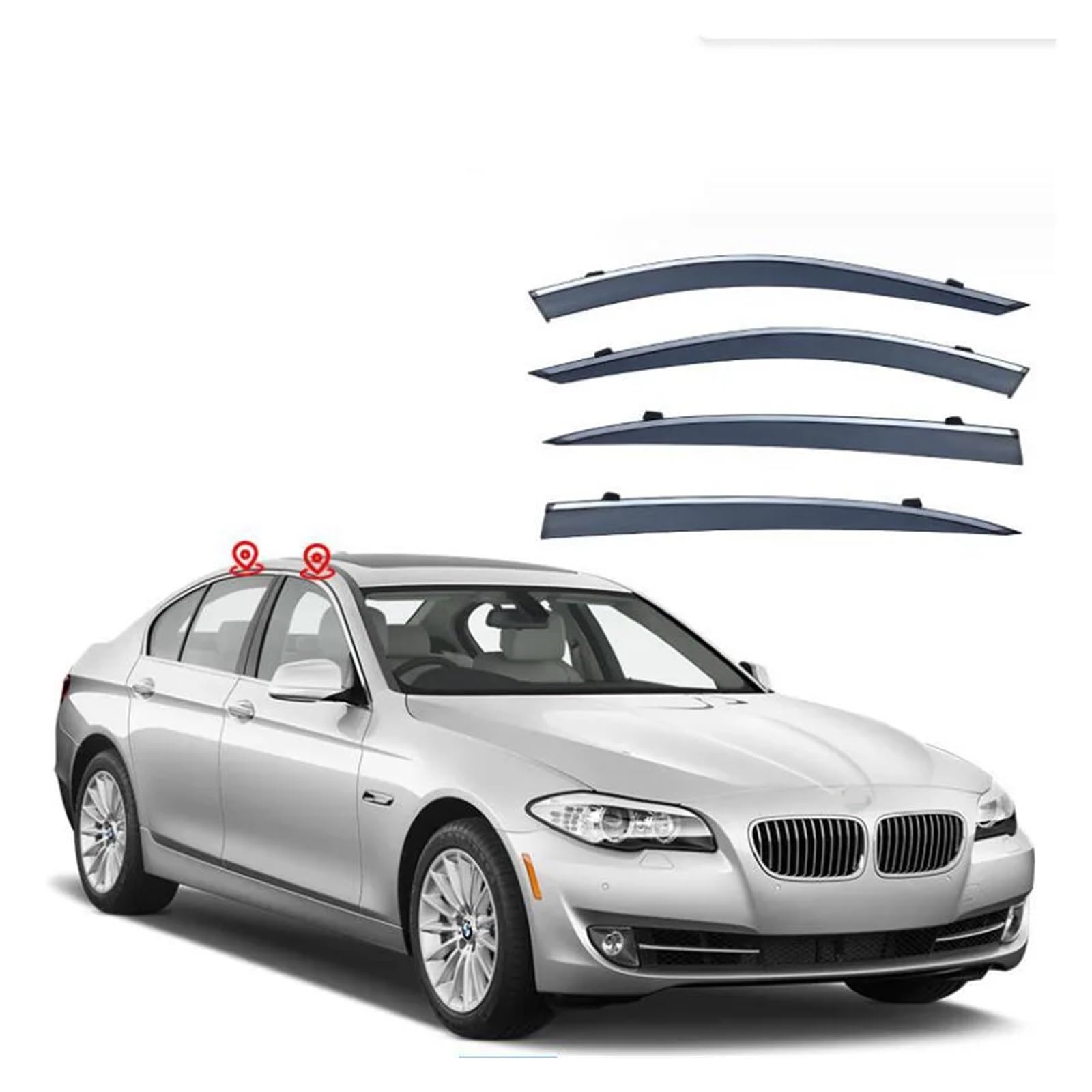 Autofenster-Visier, Regenschutz, Seitenfenster-Deflektor, Wetterschutz, kompatibel for BMW 5 Series Li 2004 2005 2006 2007 2008 2009 2010–2023(2011-2017 Li MK6 F18) von WONOWDQF