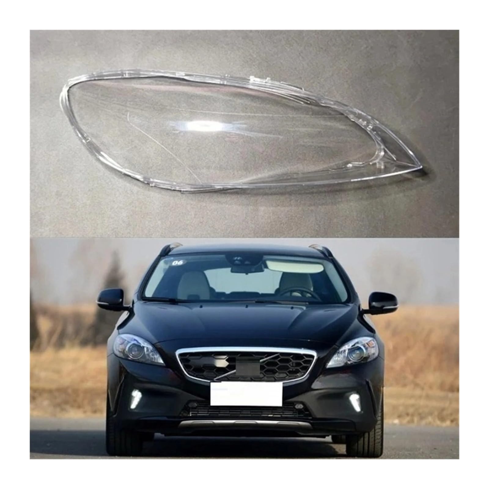 Autoscheinwerfer-Linsenabdeckung, Scheinwerferschale, transparenter Lampenschirm, Plexiglas, Lampenschirmgehäuse, kompatibel mit Volvo V40 2013 2014 2015 2016(Left Side) von WONOWDQF