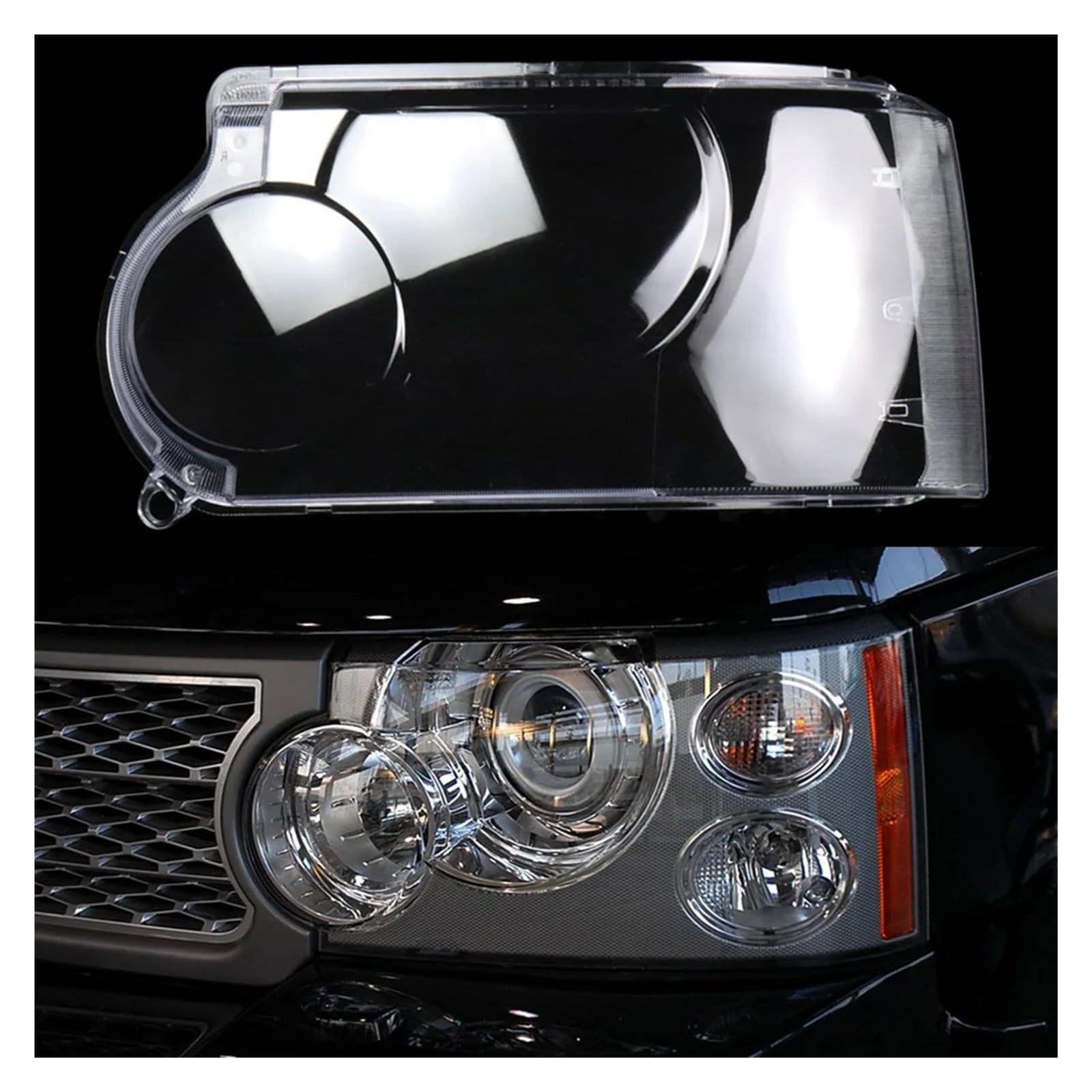 Autoscheinwerfergehäuse, Lampenschirm, transparente Lampenabdeckung, Scheinwerferglas, Scheinwerferlinsenabdeckung, kompatibel mit Land Rover Range Rover 2005-2009(Left) von WONOWDQF