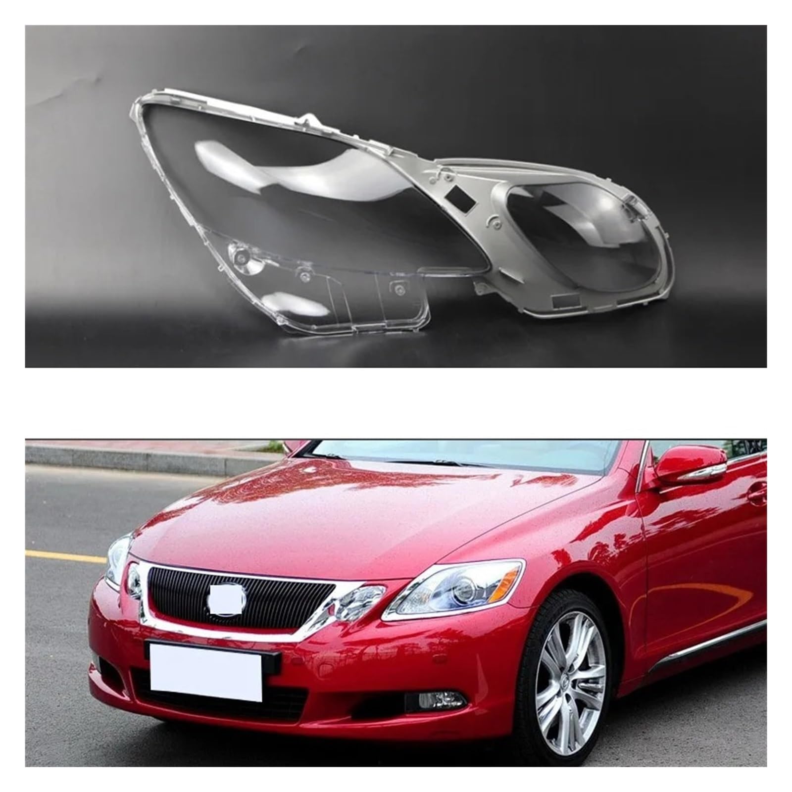 Autoscheinwerferglaslinsenabdeckung Schattenschale Transparent Autolichtgehäuse Lampenkappen Kompatibel for Lexus GS300 GS430 GS450h GS460 2005~2011(Left and Right) von WONOWDQF