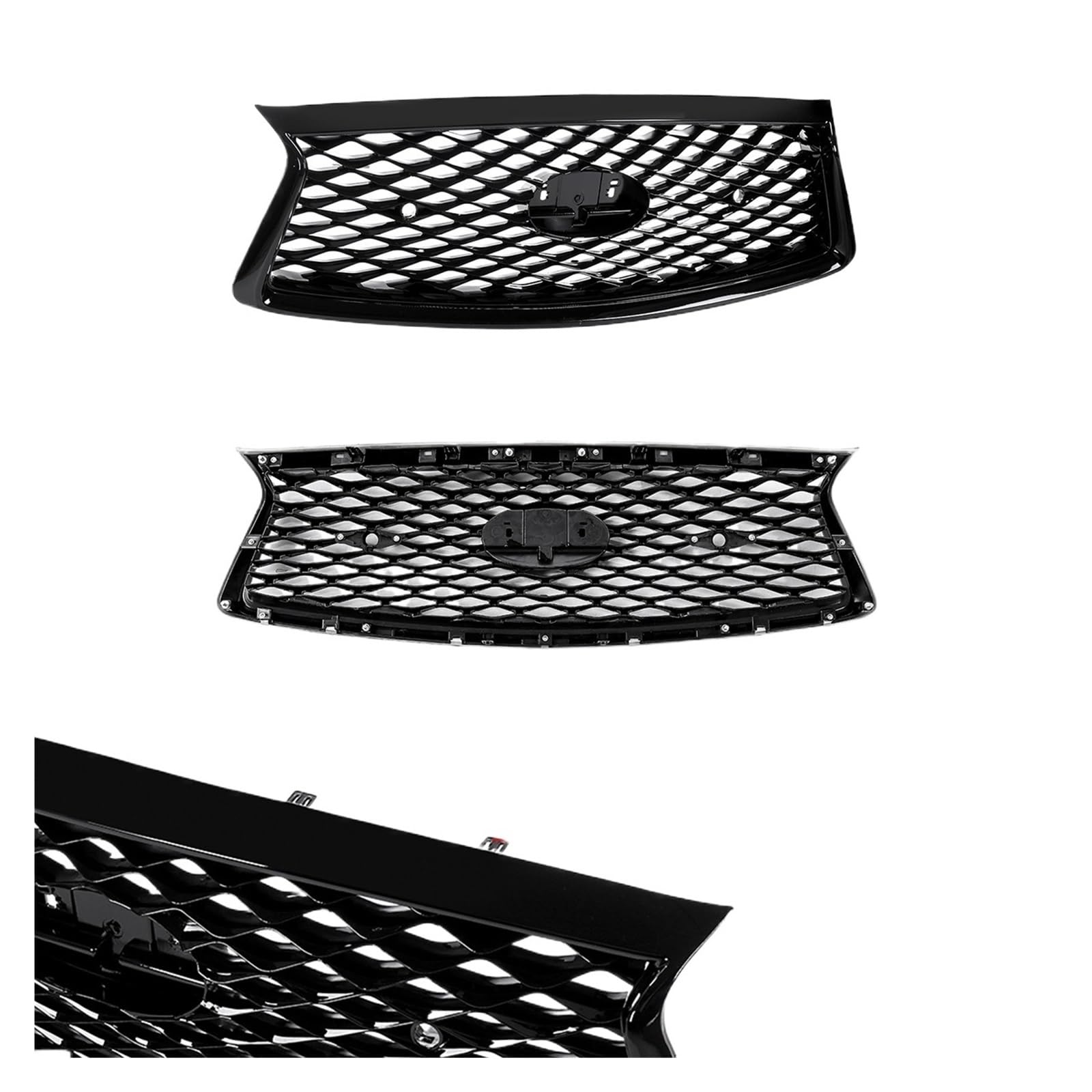 Glänzend schwarzer Frontgrill, Renngrills, kompatibel for Infiniti Q50 Q50S 2014–2017, 2018–2022, alle Modelle, vordere obere Stoßstangenhaube, Netzgitter(for 2014-2017) von WONOWDQF