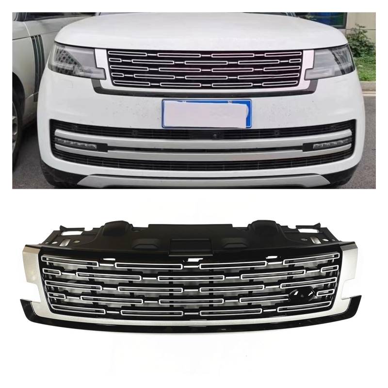 Grill Kühlergrill Kompatibel for Land Rover Range Rover Vogue L405 2023 LRV-08711 Silber Auto Oberen Stoßfänger Ansaughaube Abdeckung Mesh Grid Kit von WONOWDQF