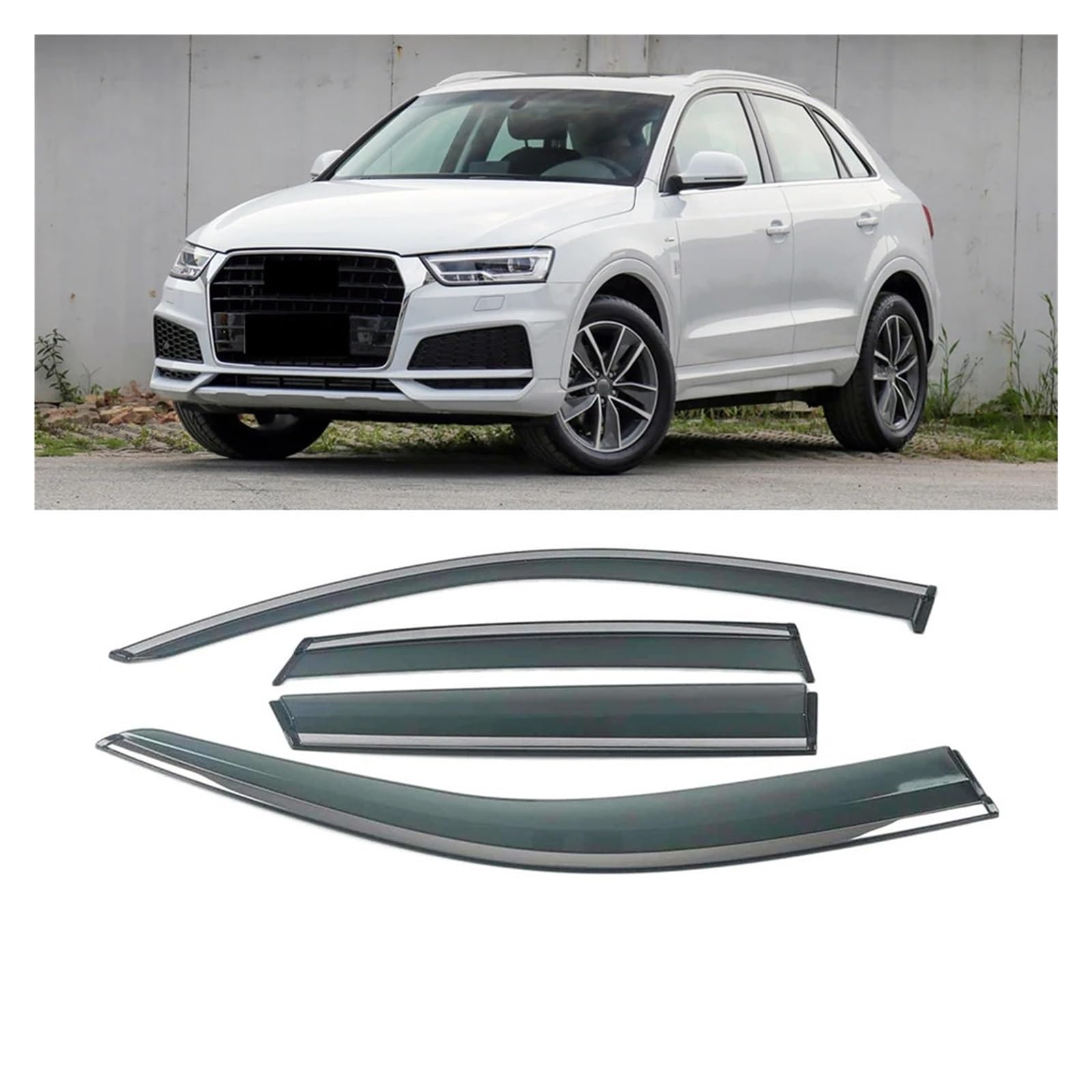 Kompatibel for Audi Q3 8U Q3 F3 Q5 8R 2008–2023, Autofenster, Sonne, Regen, Schatten, Visiere, Schutzschild, Schutz, Zieraufkleber, Außenzubehör(for Q3 8U 2011-2018) von WONOWDQF