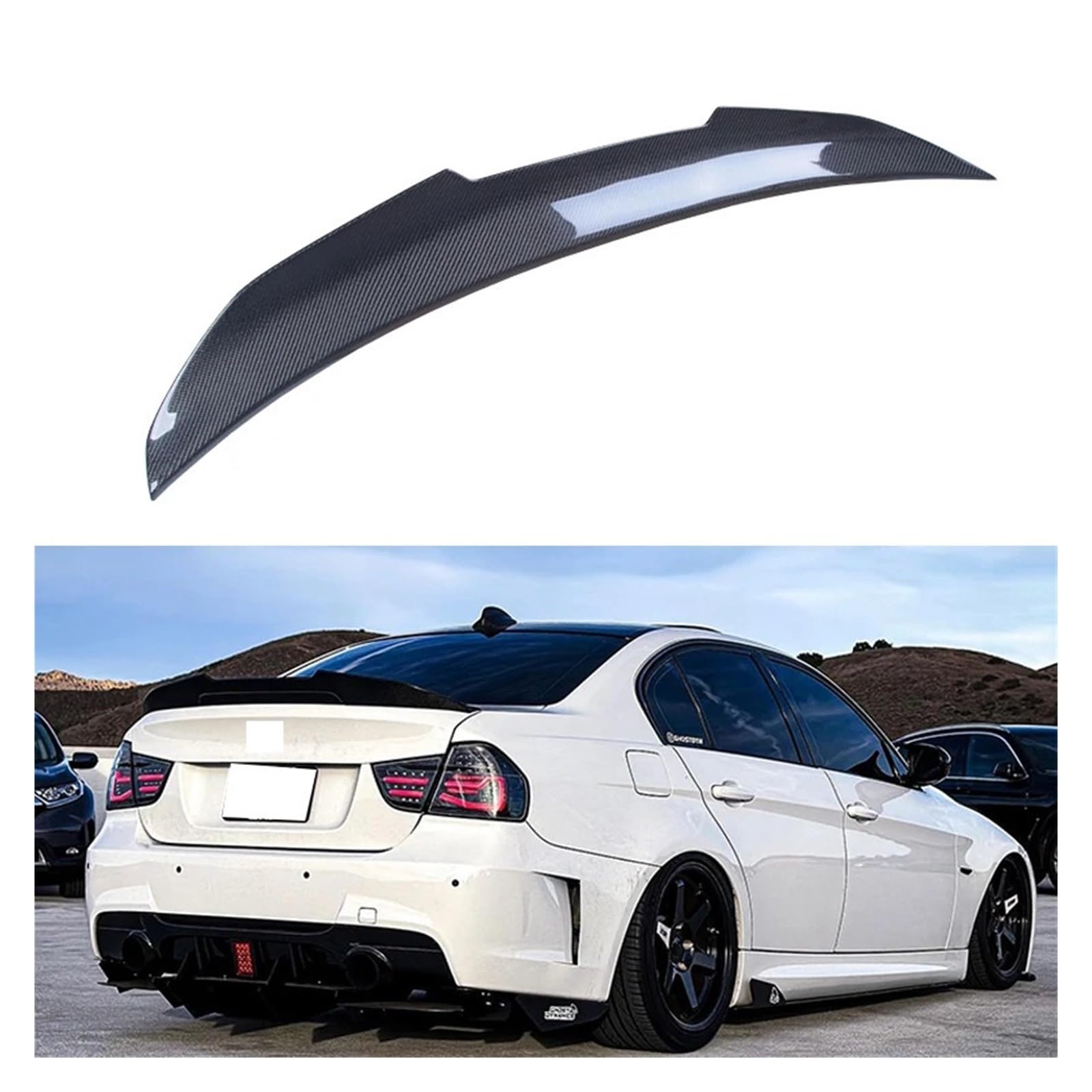 Kompatibel for BMW 3er E90/E90 M3 im PSM-Stil, Kohlefaser-Heckspoiler, Kofferraumflügel 2004–2011 von WONOWDQF