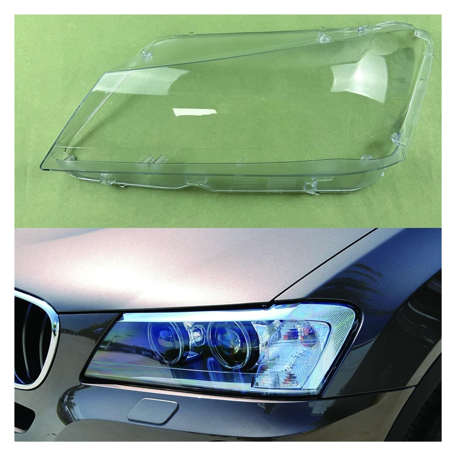 Kompatibel for BMW X3 X4 F25 F26 2011 2012 2013 Auto-Frontscheinwerferglas Scheinwerfer Transparenter Lampenschirm Lampenschale Scheinwerferabdeckung Objektiv(Left) von WONOWDQF