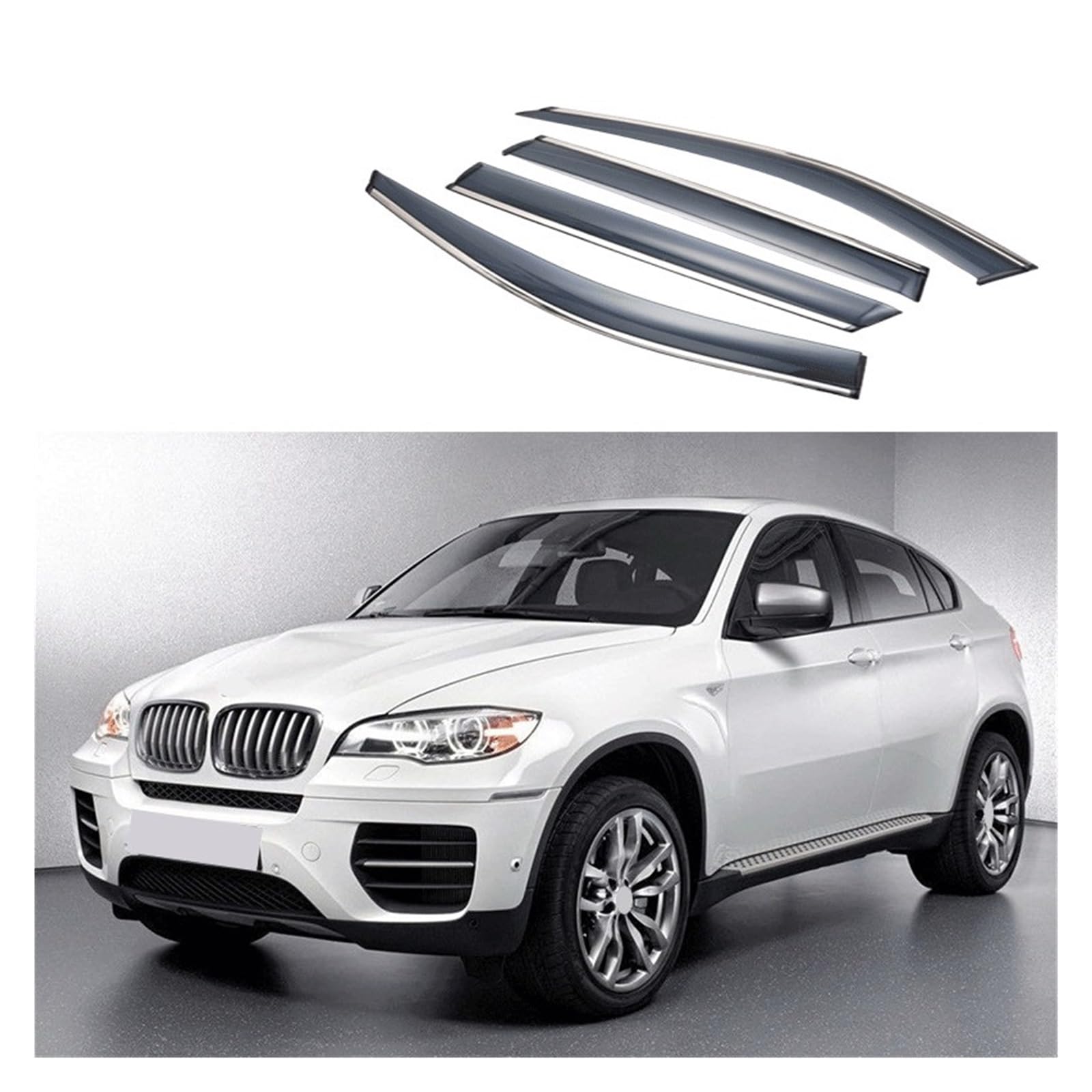 Kompatibel for BMW X6 E71 F16 2008-2019 Fenster Visier Auto Regen Schild Deflektoren Markise Trim Abdeckung Außen Auto-Styling Zubehör(with Bright Bars) von WONOWDQF