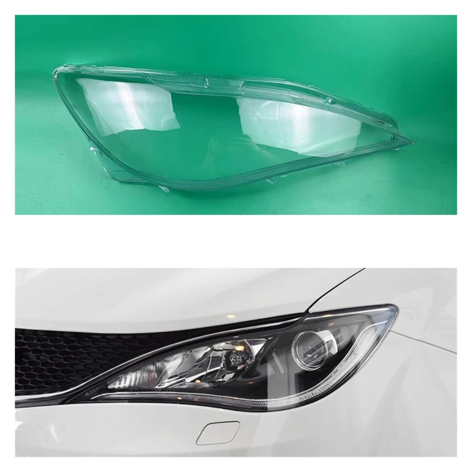 Kompatibel for Chrysler Grand Voyager 2016–2019, Autolinse, Glas, Lichtlampe, Scheinwerferschale, transparenter Lampenschirm, Lampenabdeckung, Scheinwerferabdeckung(Left) von WONOWDQF