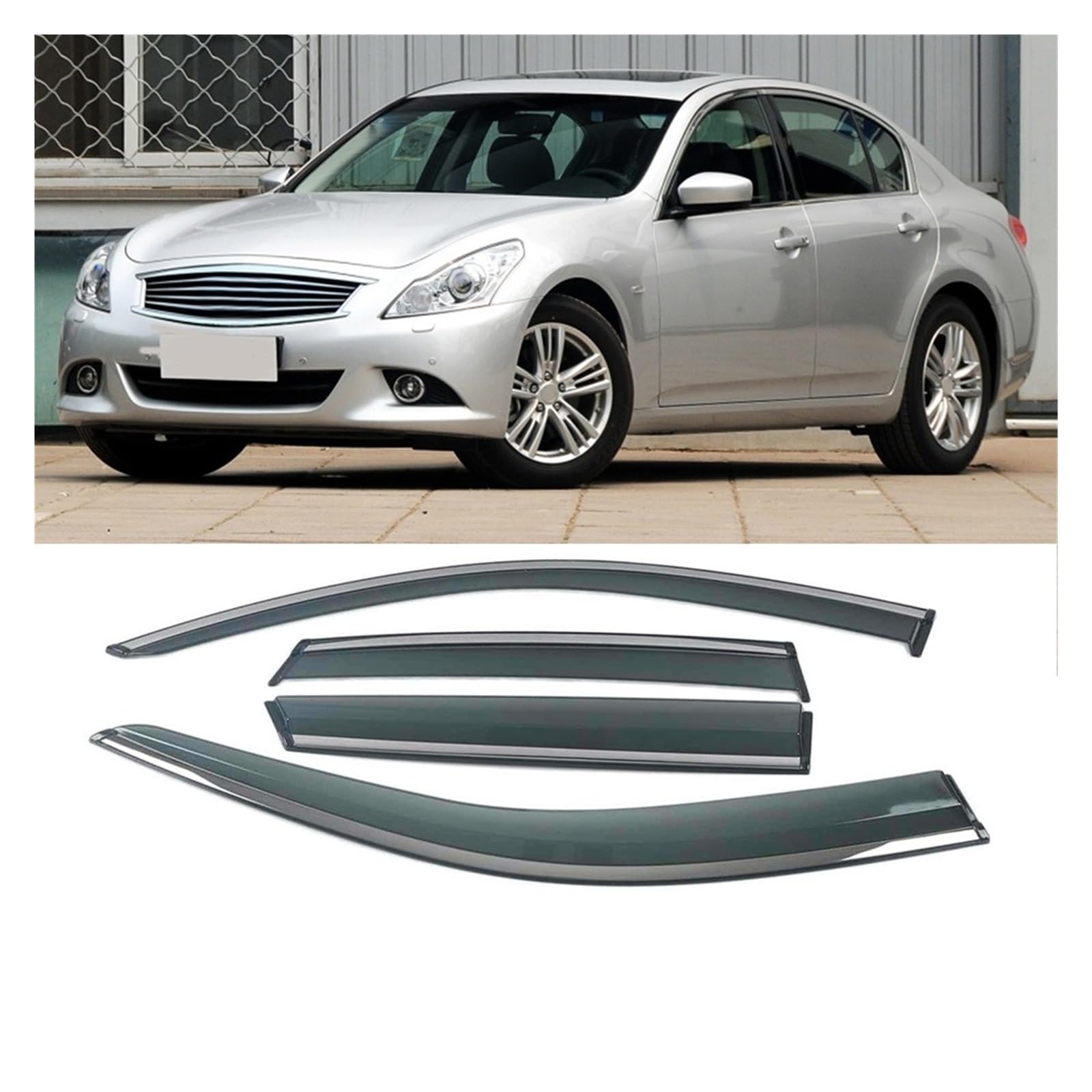 Kompatibel for Infiniti QX60 JX35 Q50 QX50 MG QX80 Autofenster Sonne Regen Schatten Visiere Schild Markisen Unterstände Deflektor Abdeckung Rahmen Aufkleber(for G(V36) 2007-2015) von WONOWDQF