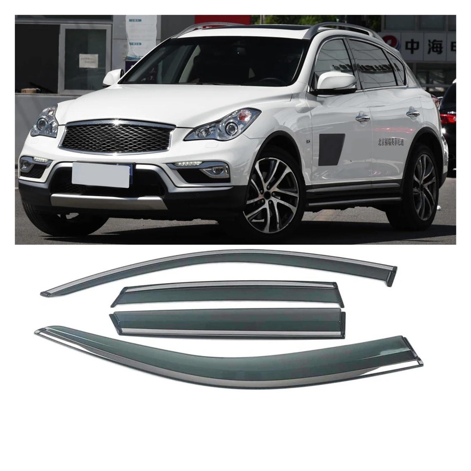 Kompatibel for Infiniti QX60 JX35 Q50 QX50 MG QX80 Autofenster Sonne Regen Schatten Visiere Schild Markisen Unterstände Deflektor Abdeckung Rahmen Aufkleber(for QX50 13-17) von WONOWDQF