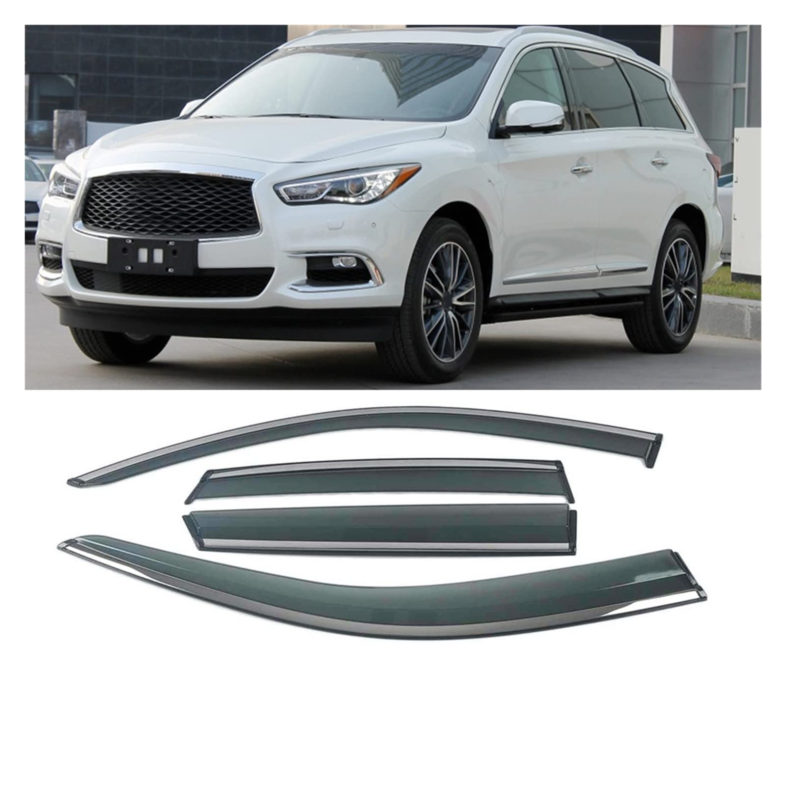 Kompatibel for Infiniti QX60 JX35 Q50 QX50 MG QX80 Autofenster Sonne Regen Schatten Visiere Schild Markisen Unterstände Deflektor Abdeckung Rahmen Aufkleber(for QX60 JX35 12-19) von WONOWDQF