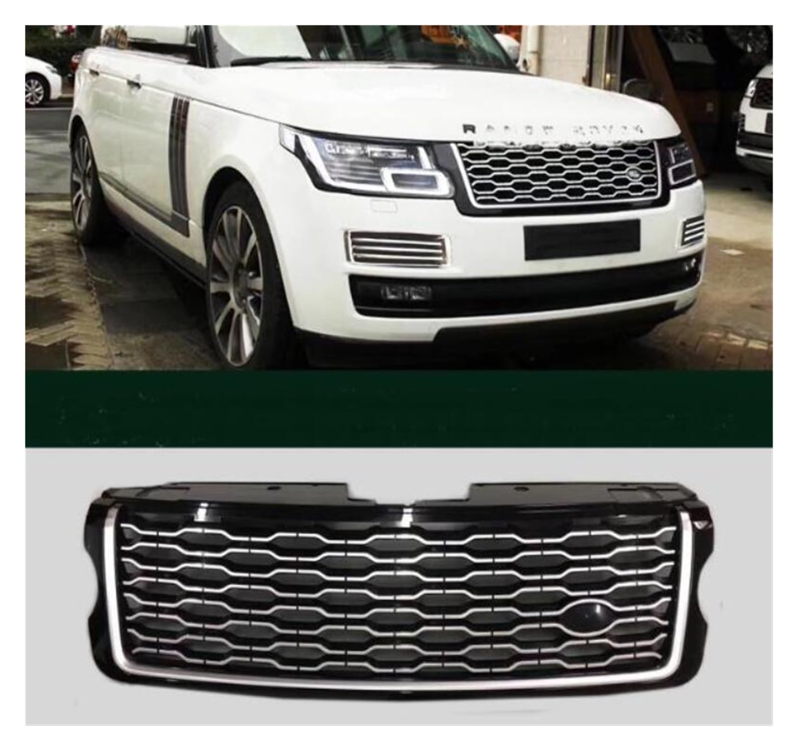 Kompatibel for Land Range Rover Vogue 2013 2014 2015 2016 2017 ABS Mesh Grille Trim Racing Grills(Black and Silver) von WONOWDQF