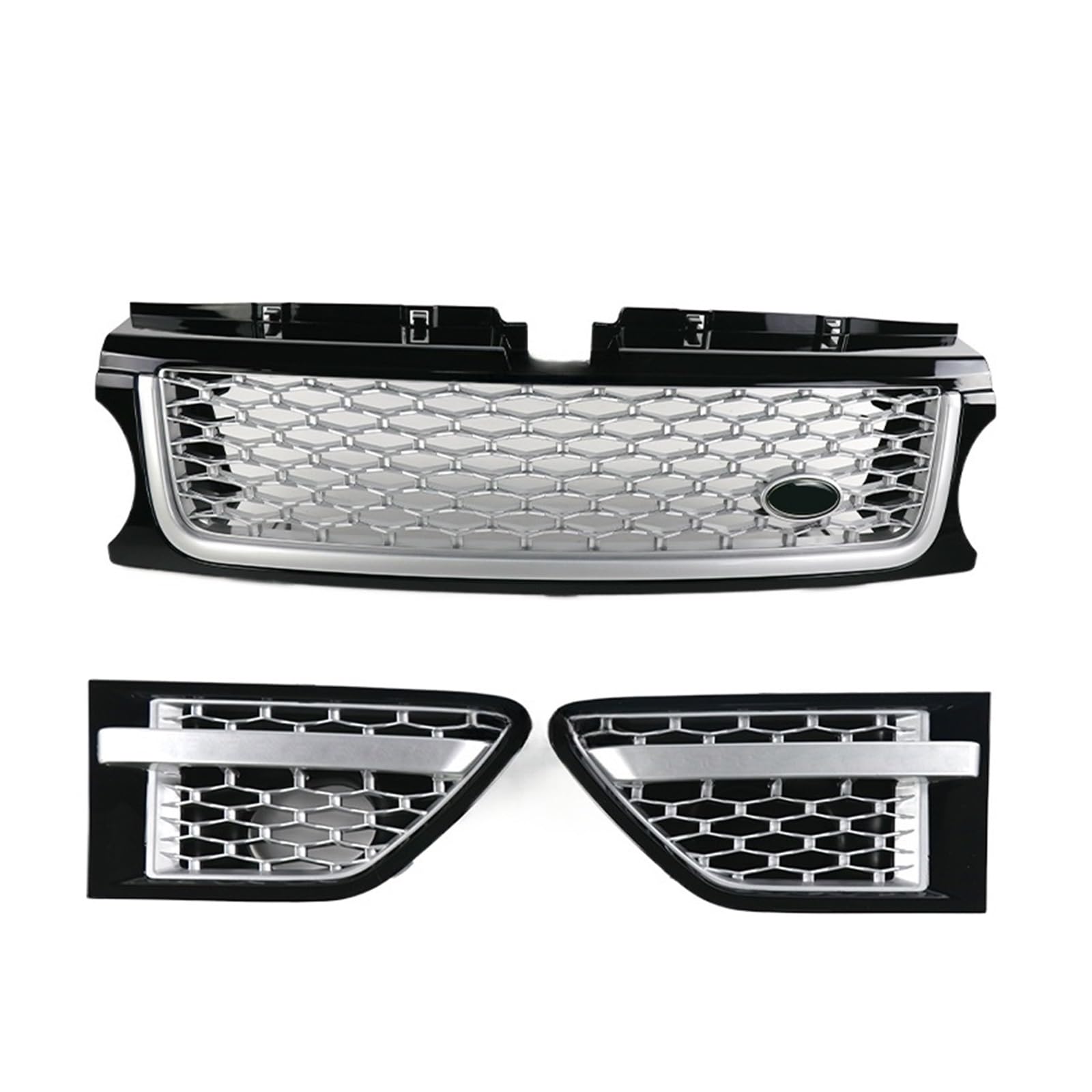 Kompatibel for Land Rover Range Rover Sport 2010-2013 L320 Auto-Frontstoßstangengrill, 3-teilig, ABS, seitliche Entlüftungsabdeckung, Grills, Autozubehör(Silver Black) von WONOWDQF