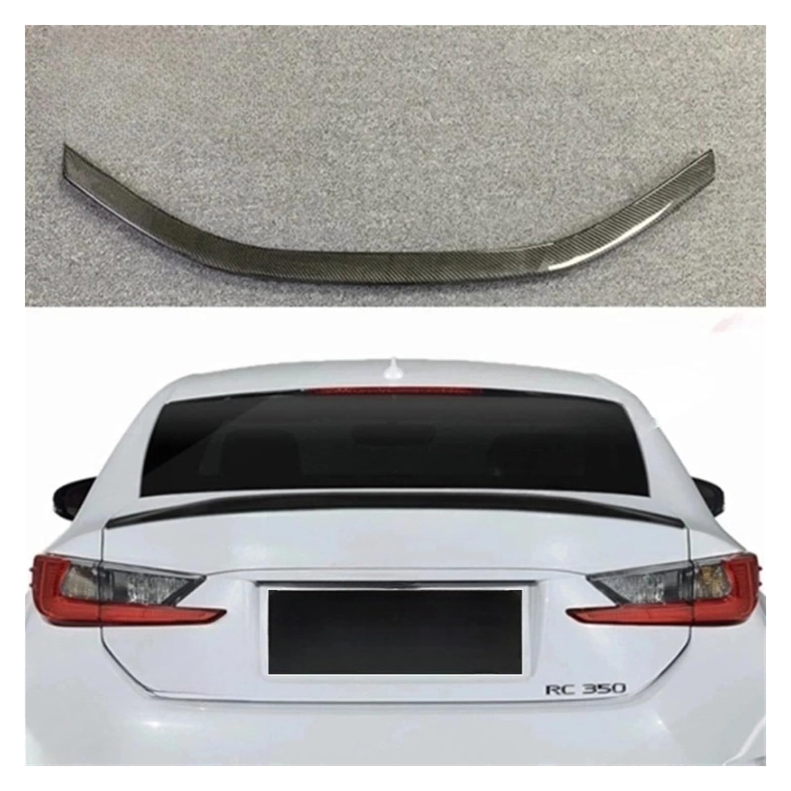 Kompatibel for Lexus Rc300 200t RC350 RC200 2015 2016 2017 Carbon Fiber Hinten Dach Spoiler Flügel Stamm Lip Boot Abdeckung Auto Styling(Unpainted) von WONOWDQF