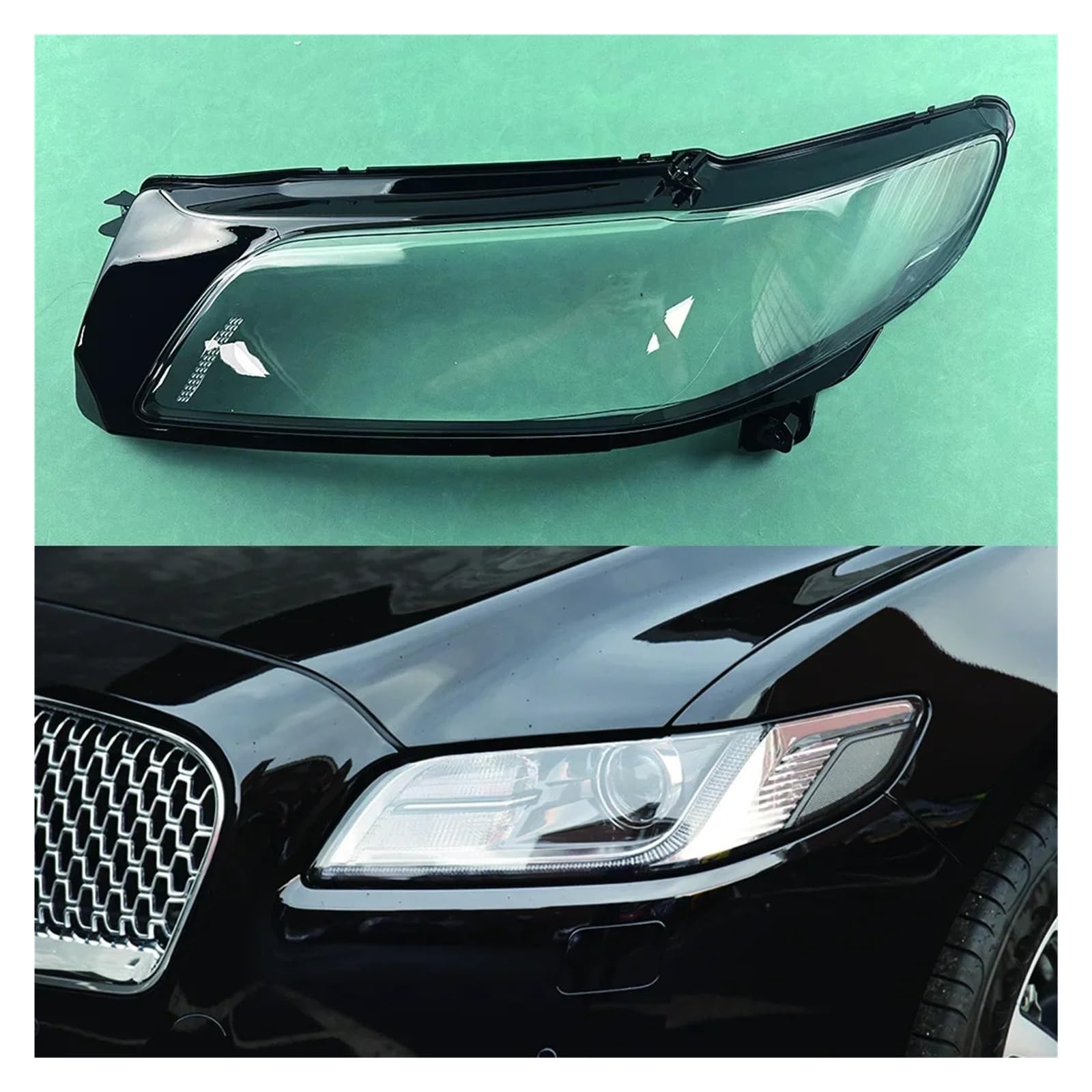 Kompatibel for Lincoln Continental 2015-2020 Low Car Frontscheinwerfer Glasscheinwerfer Transparenter Lampenschirm Lampengehäuse Scheinwerferabdeckungslinse(Low Left) von WONOWDQF