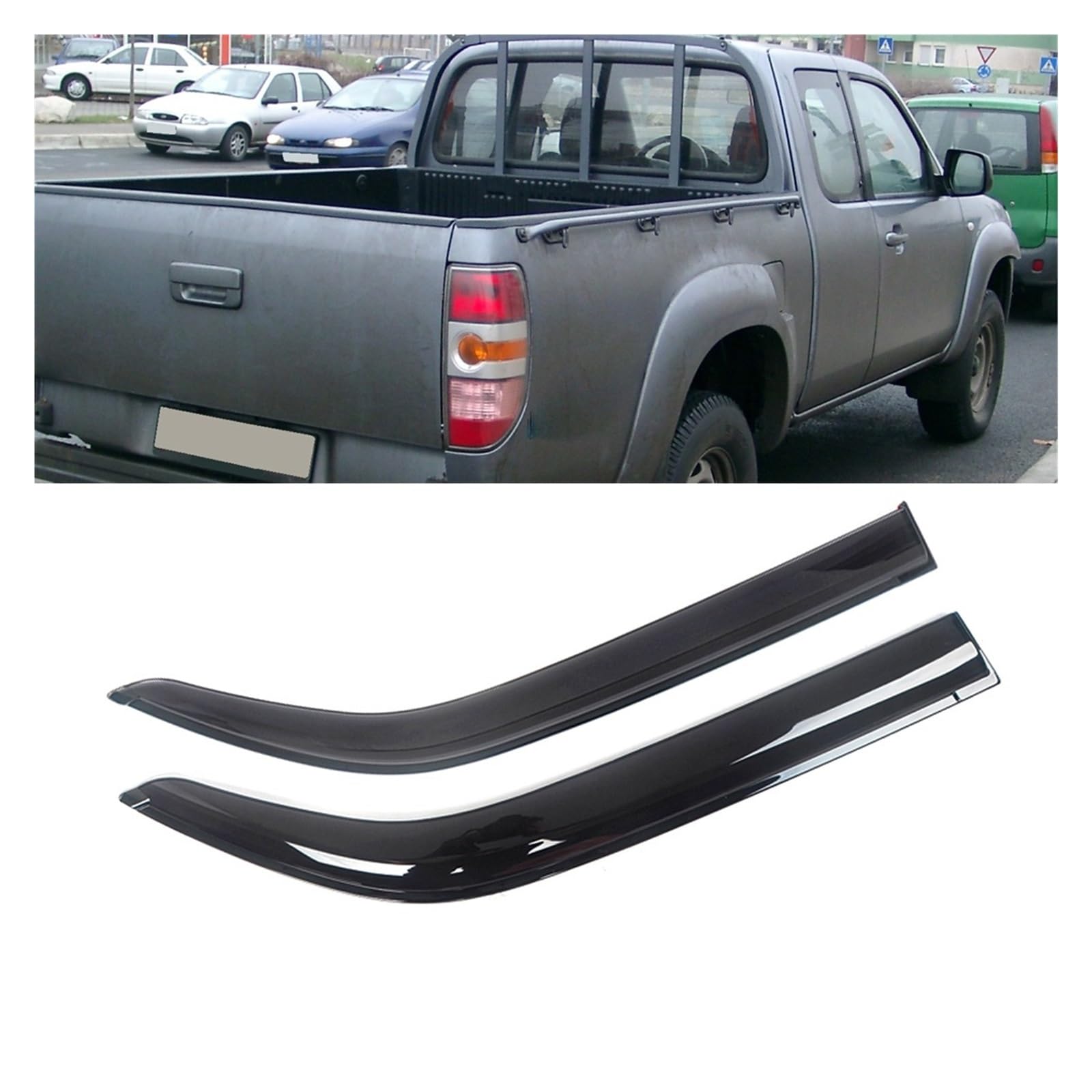 Kompatibel for Mazda BT-50 2006–2019, Auto-Seitenfenster-Visier, Sonnenschutz, Regenschutz, Schatten, Schutz, Schutz, Rahmen, Aufkleber, Zubehör(for BT-50 06-12) von WONOWDQF