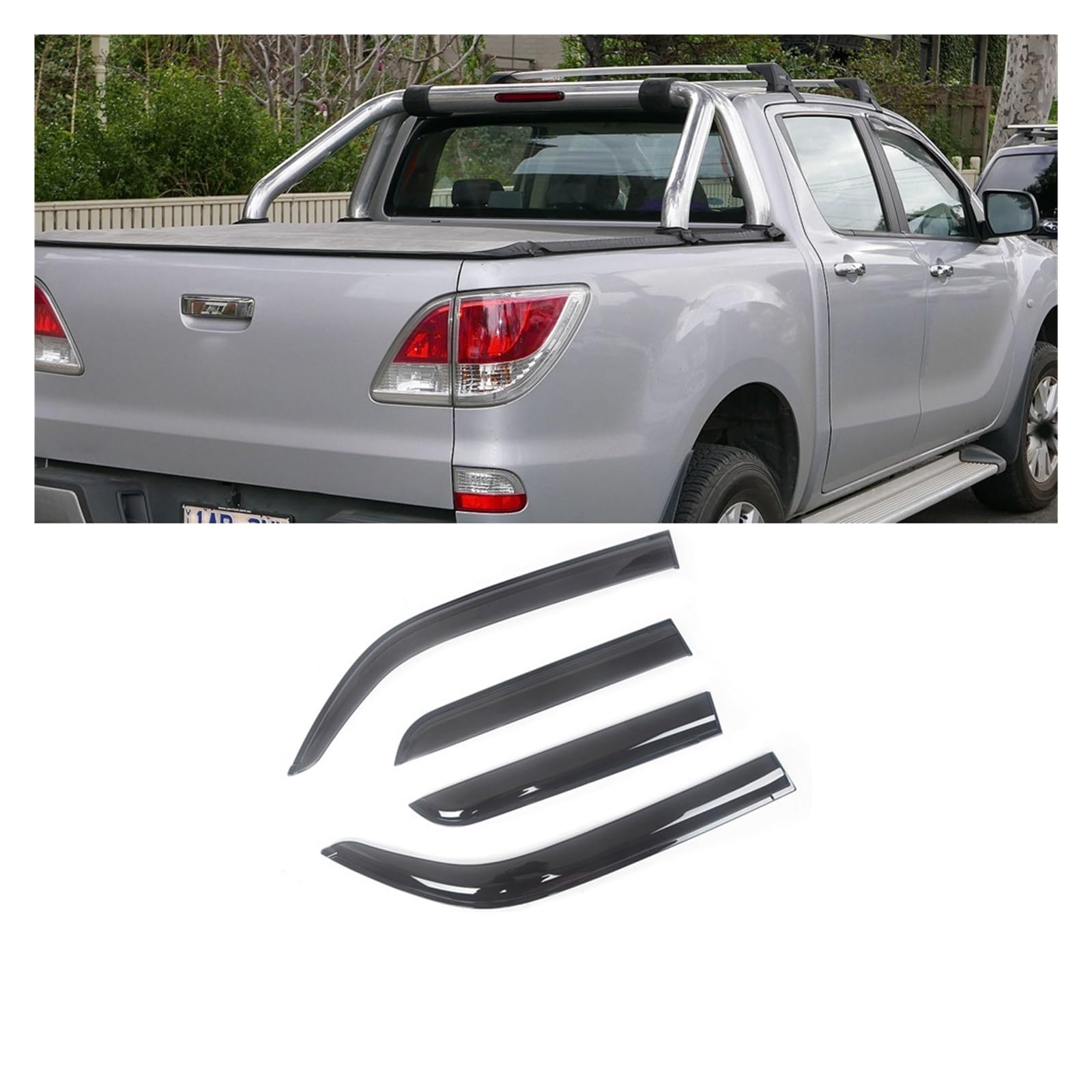 Kompatibel for Mazda BT-50 2006–2019, Auto-Seitenfenster-Visier, Sonnenschutz, Regenschutz, Schatten, Schutz, Schutz, Rahmen, Aufkleber, Zubehör(for BT-50 12-19) von WONOWDQF