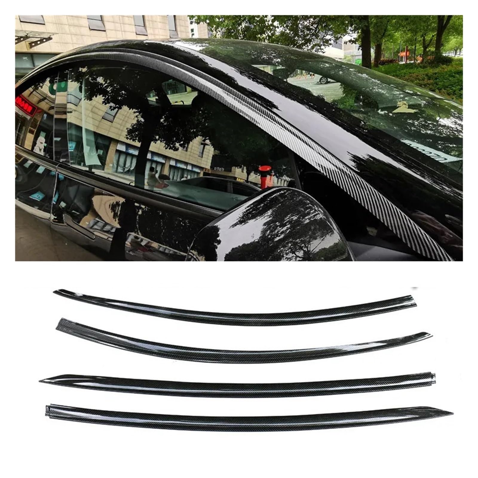 Kompatibel for Tesla Modell 3 Y Fenster Regen Wachen Deflektoren Model3 2023 Außen Geändert Zubehör Auto Wetter Schild for ModelY 2020(M3 Carbon F Pattern) von WONOWDQF