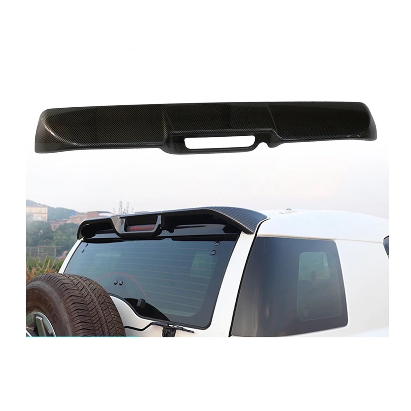 Kompatibel for Toyota FJ Cruiser ABS Spoiler Modifikation Feste Wind Spoiler Aussehen Dekoration FJ Schwanz Sport Spoiler Zubehör(Carbon Fiber 1) von WONOWDQF