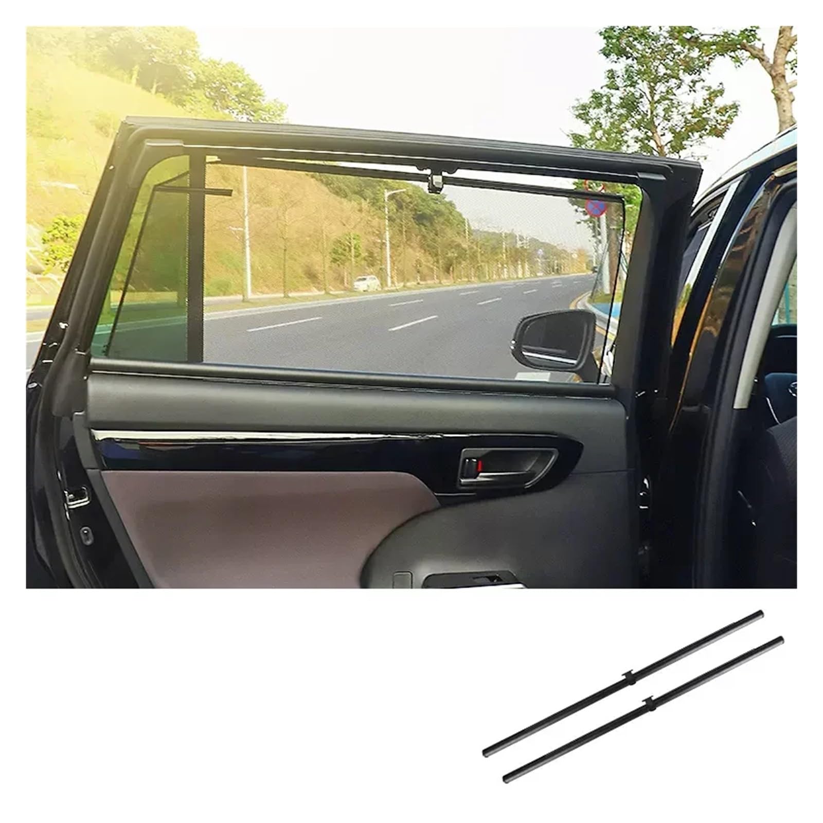 Kompatibel for Toyota Highlander Kluger XU70 2023 2022 2021 Automatischer Hebe-Auto-Sonnenschutz Seitenfenster-Sonnenblende Accessiores Autovorhang(Rear Door 2 pcs) von WONOWDQF