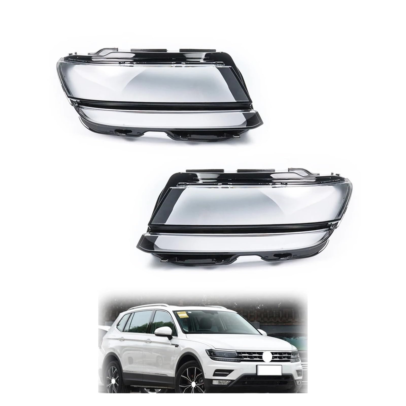 Kompatibel for VW Tiguan L 2017 2018 2019 2020 LED-Autoscheinwerferabdeckung, transparenter Lampenschirm, Scheinwerferschale, ersetzt das Originalobjektiv(Left Side) von WONOWDQF