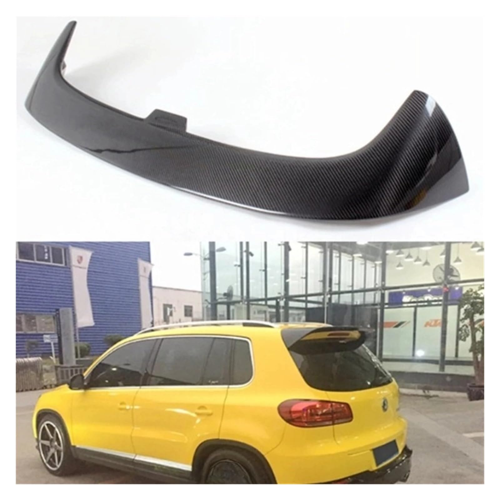 Kompatibel for VW Tiguan Spoiler 2009-2016 Auto Schwanz Flügel Dekoration Carbon Fiber Hinten Stamm Dach Spoiler(Carbon Fiber 1) von WONOWDQF